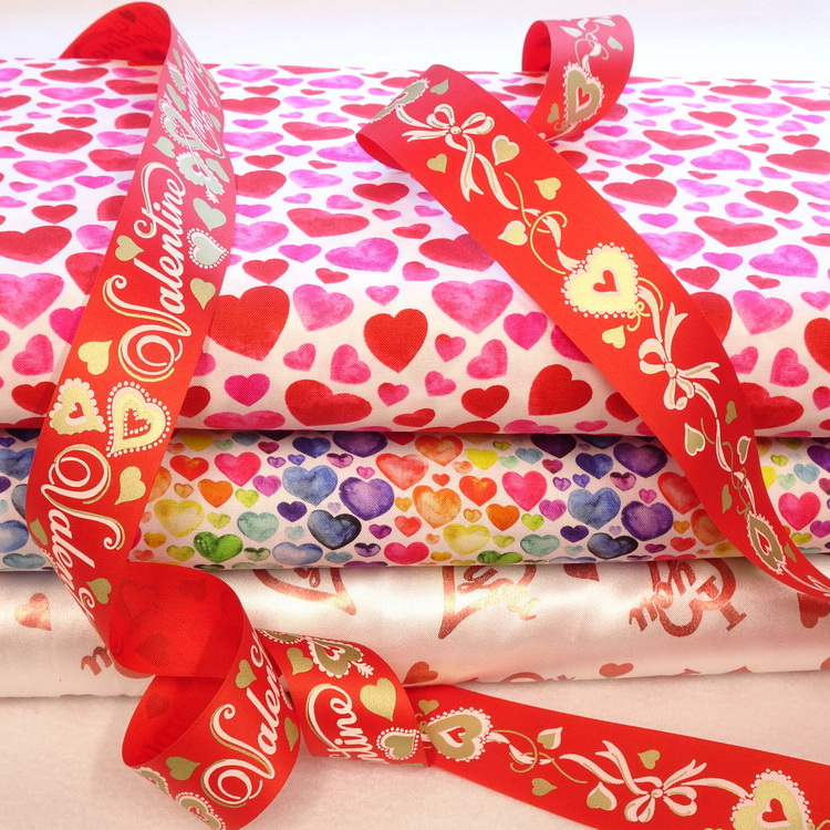 Valentine's Day Fabrics and Ribbons from Malbers Fabrics                       