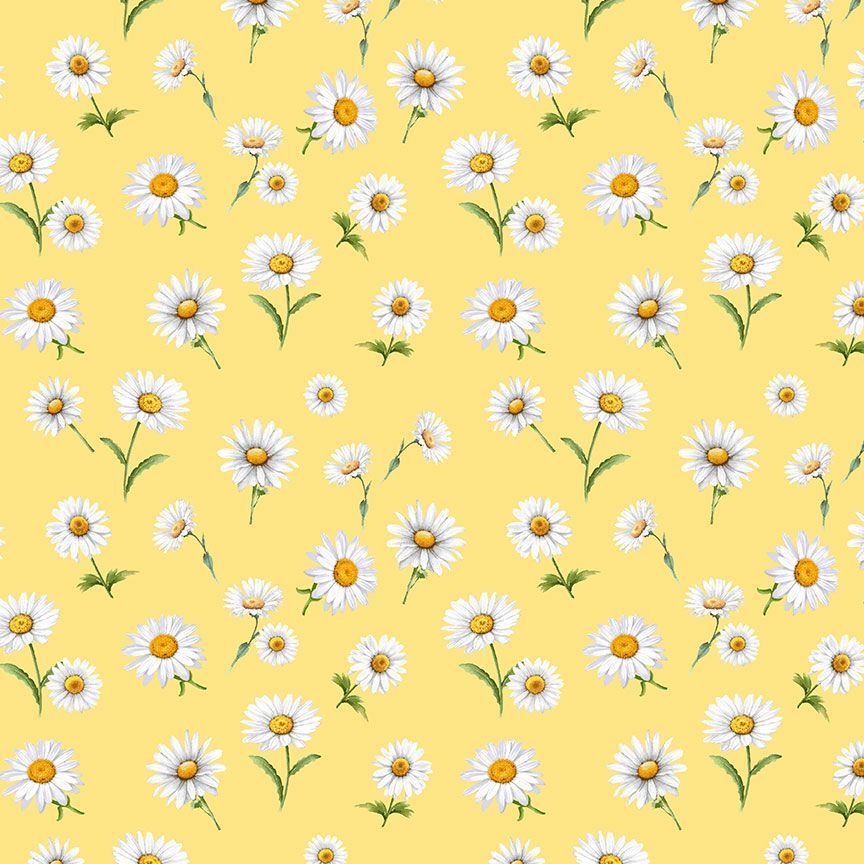 100% Cotton Digital Print - Spaced Daisies Yellow - Timeless Treasure - Sample