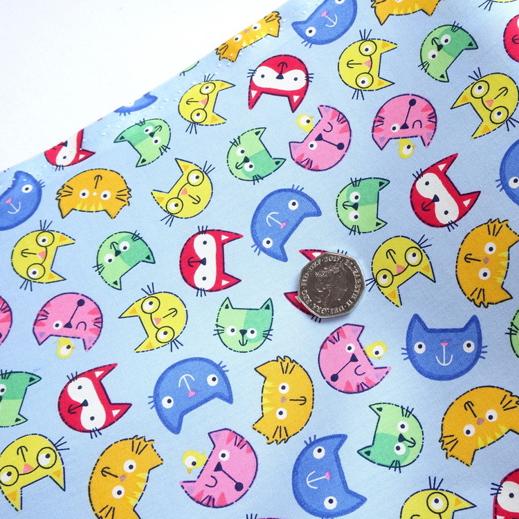 Rose & Hubble - 100% Cotton Poplin - Cartoon Cats - 112cm / 44