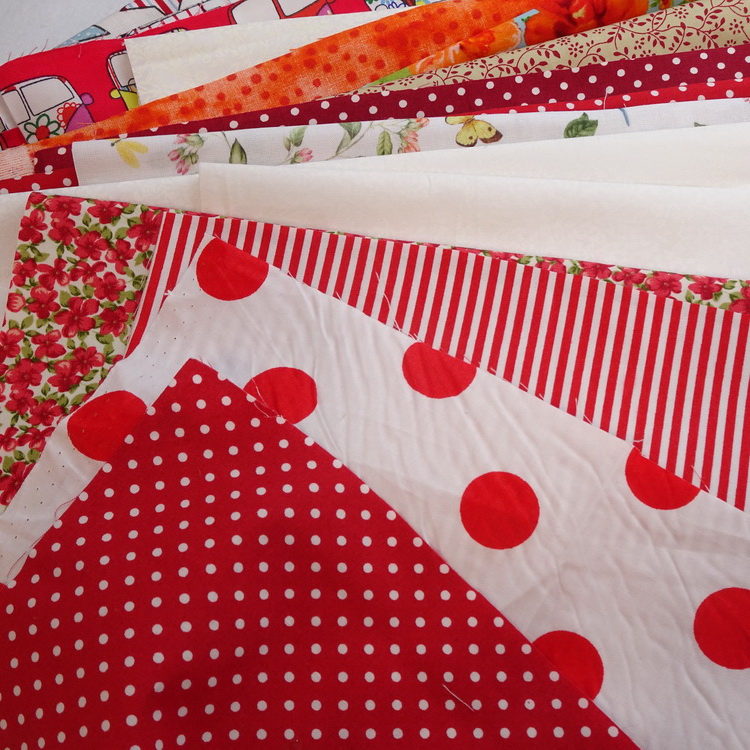 100% Cotton- Red Designs- Fabric Roll- Approx 15 Pieces