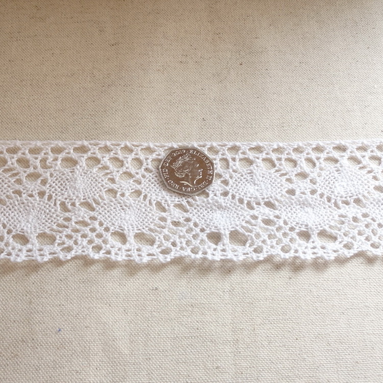 100% Cotton Lace - 70mm Wide - 3 Colours Available