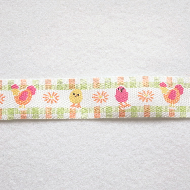 Polyester Chicken Ribbon- Orange & Blue- 25mm Width