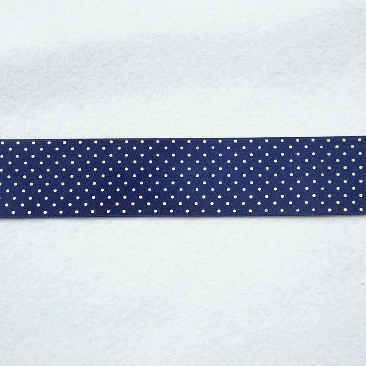 Polyester Satin Micro Spot Ribbon- 10mm/15mm/25mm/35mm/50mm- Navy Blue