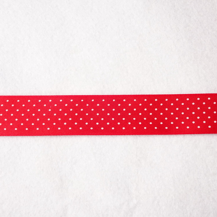 Polyester Satin Micro Spot Ribbon- 25mm/35mm- Red