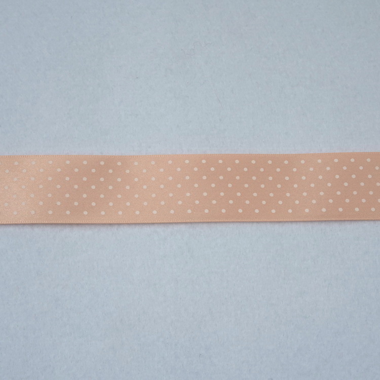 Polyester Satin Micro Spot Ribbon- 15mm/25mm/35mm/50mm- Peach