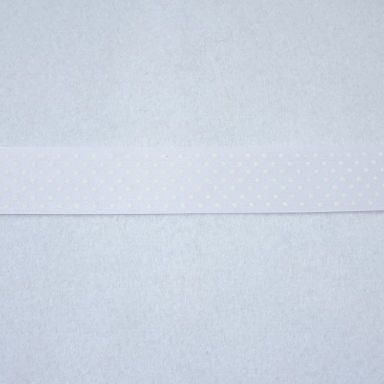 Polyester Satin Micro Spot Ribbon- 25mm/35mm/50mm- White