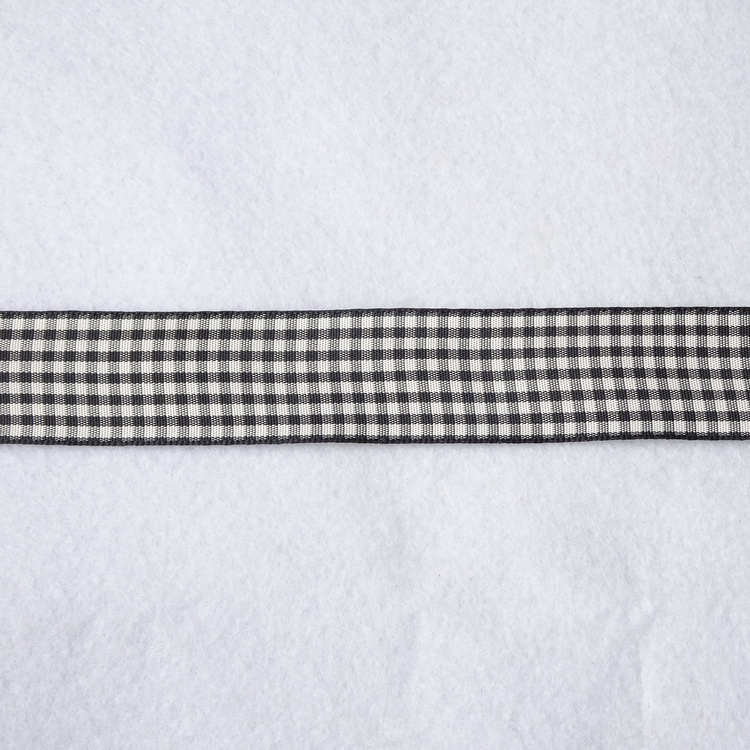 Berisfords Polyester Gingham Ribbon- 5mm/10mm/15mm/25mm- Black