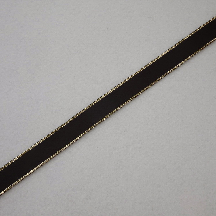 Berisfords Metallic Edge Satin Ribbon-  Black- 15mm/25mm/35mm/50mm