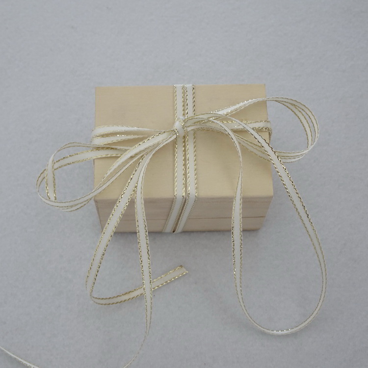 Berisfords Metallic Edge Satin Ribbon- Ivory- 3mm/7mm/15mm/35mm