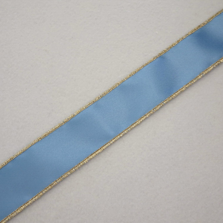 Berisfords Metallic Edge Satin Ribbon- Cornflower Blue- 35mm/50mm