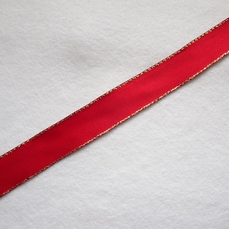 Berisfords Metallic Wire Edged Satin Ribbon- Red- 25mm/50mm