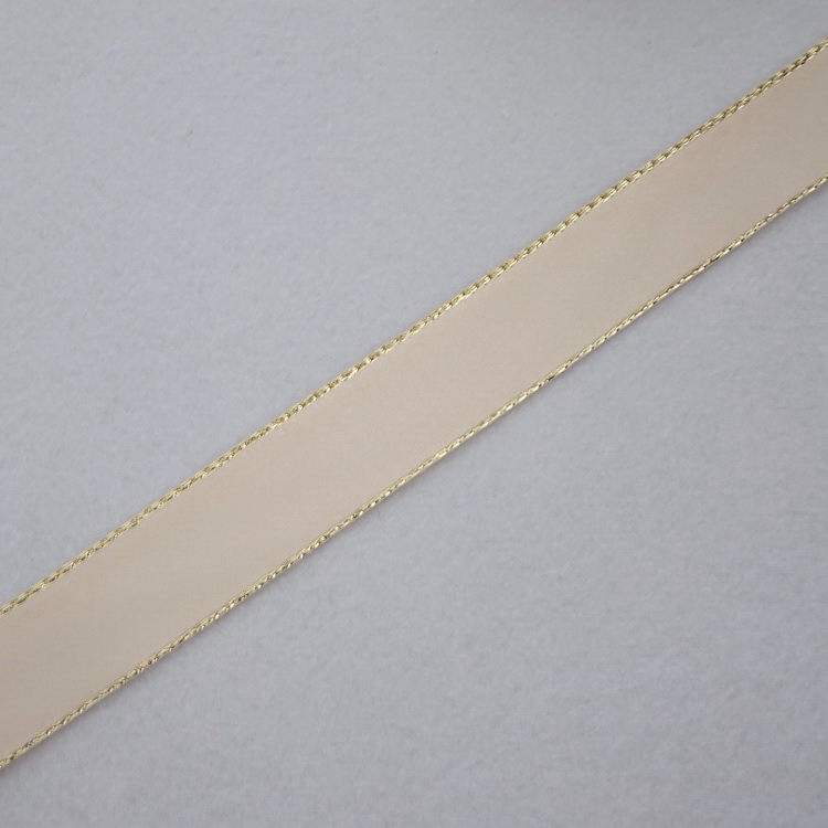 Berisfords Metallic Wire Edged Satin Ribbon- Cream- 25mm/50mm/57mm