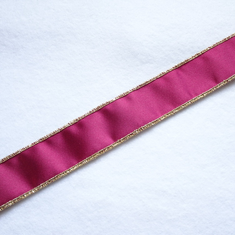 Berisfords Metallic Edge Satin Ribbon-  Magenta- 30mm Wide