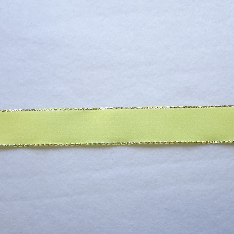 Berisfords Metallic Edge Satin Ribbon- Lemon- 25mm