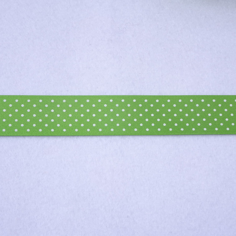 Polyester Satin Micro Spot Ribbon- 15/25mm/35mm- Lime