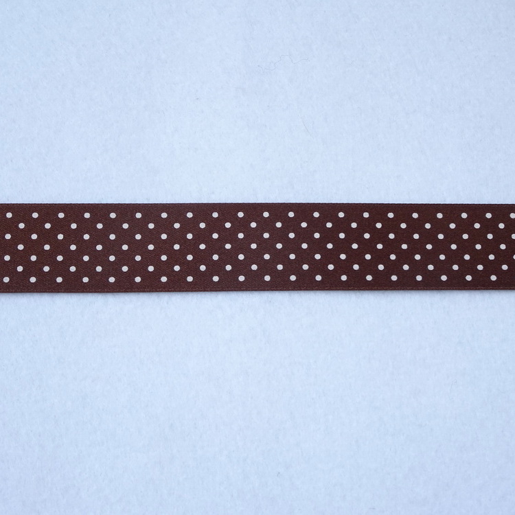 Polyester Satin Micro Spot Ribbon- 25mm- Brown