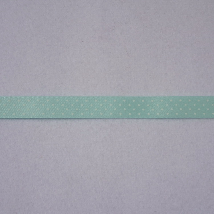 Polyester Satin Micro Spot Ribbon- 15mm- Mint