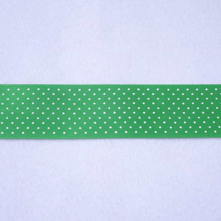 Polyester Satin Micro Spot Ribbon- 35mm- Emerald