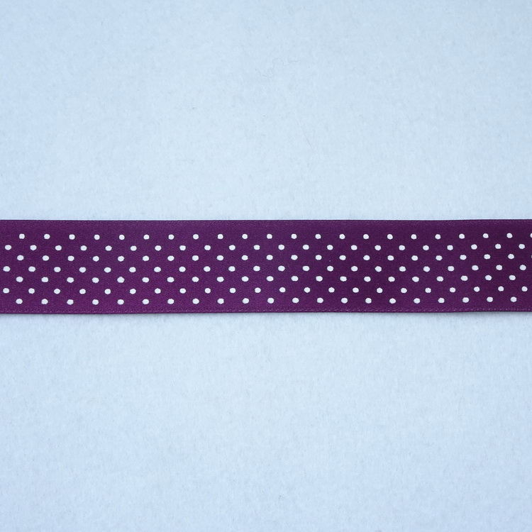 Polyester Satin Micro Spot Ribbon- 25mm- Plum