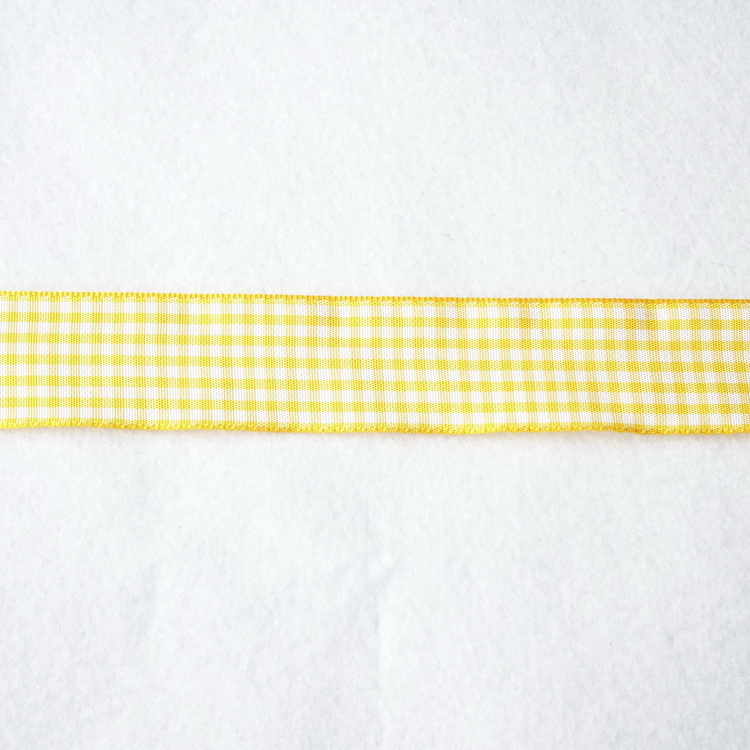 Berisfords Polyester Gingham Ribbon- 10mm/15mm/25mm- Gold