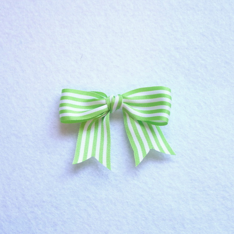 Lime Green & White Grosgrain Bows- Sew On- 20 Per Pack
