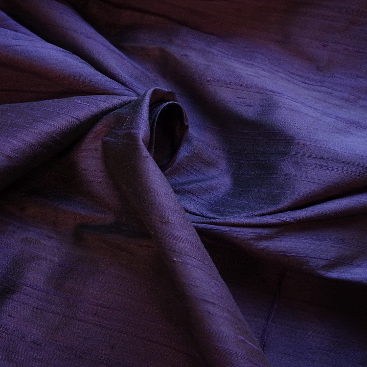 100% Pure Dupion Silk- Deep Purple- Sample