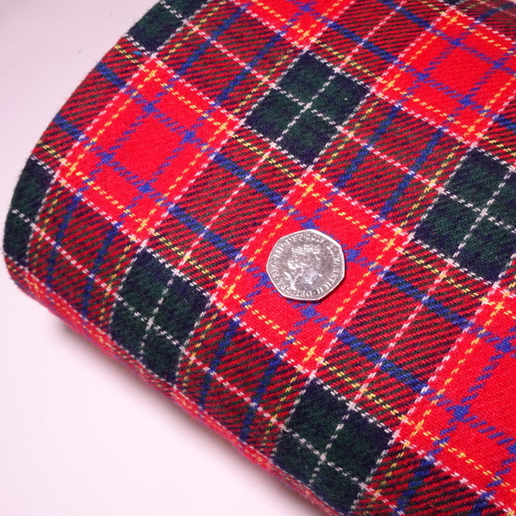 100% Wool- Red Check / Plaid - 150cm / 59