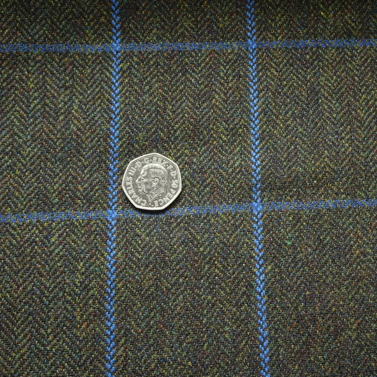 100% Wool - Green - Herringbone Window Pane Check - Sample