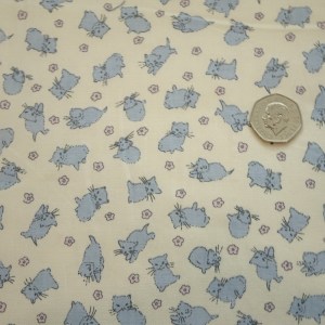 kitten cats blue cotton