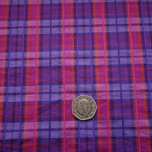 purple and pink check seersucker