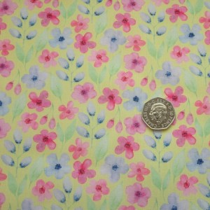 floral poly cotton lemon