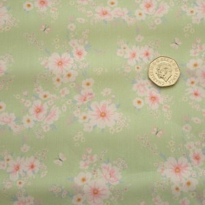 green floral poly cotton
