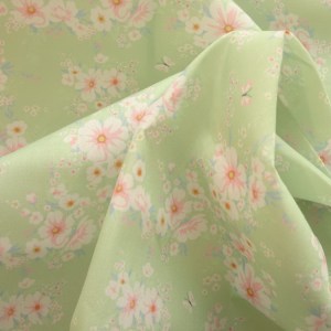 green floral poly cotton